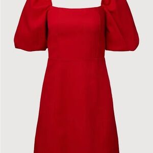 Rachel Parcell Bold Deep Red Puff Sleeve Dress